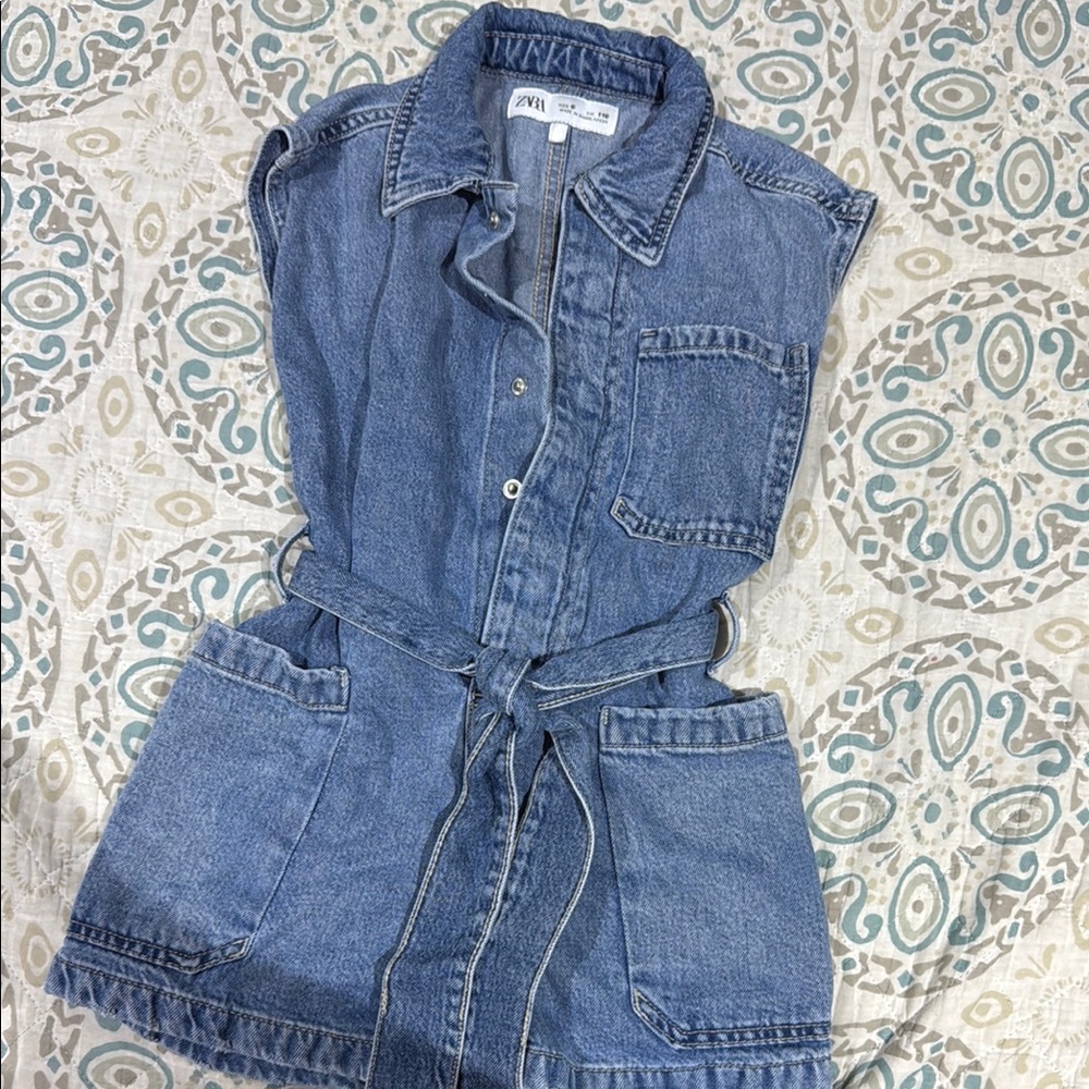 Zara Denim Sleeveless romper